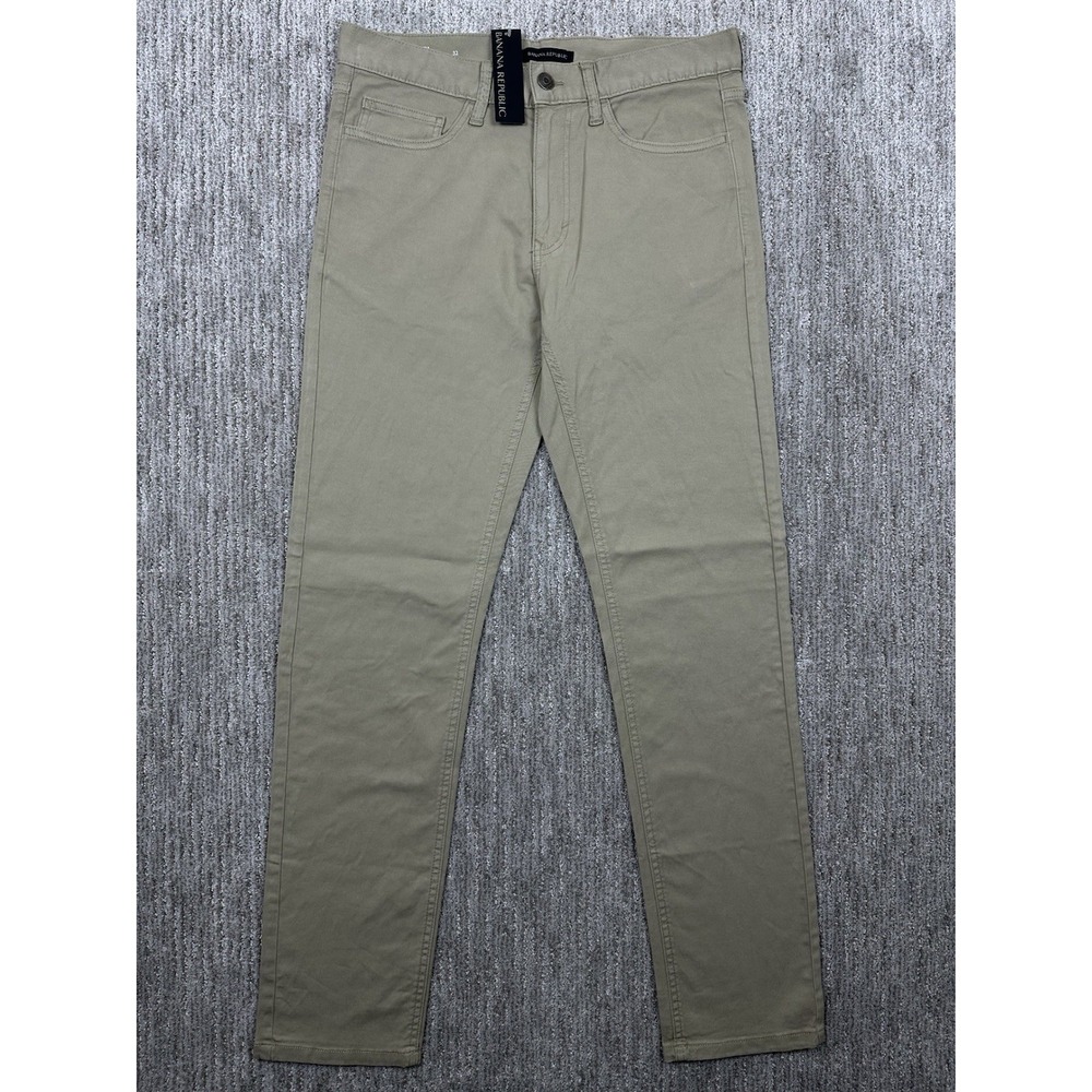 Banana Republic Mens 5 Pocket Pant Slim Fit Stretch Beige 32x34 (fits 33x33) NWT